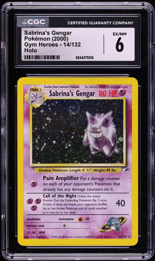 2000 Pokemon Gym Heroes Holo Sabrina's Gengar #14 CGC 6 EXMT