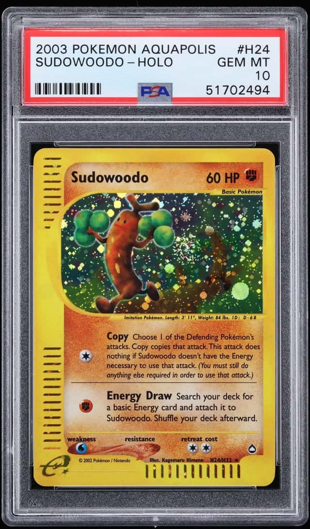 2003 Pokemon Aquapolis Holo Sudowoodo #H24 PSA 10 GEM MINT