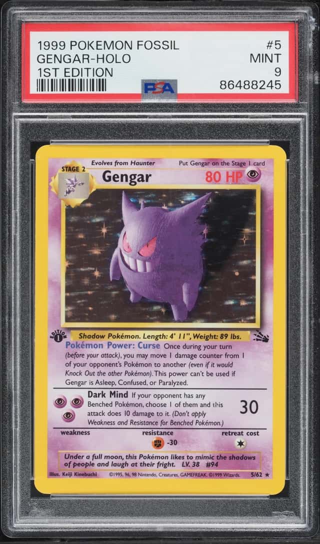 1999 Pokemon Fossil 1st Edition Holo Gengar #5 PSA 9 MINT