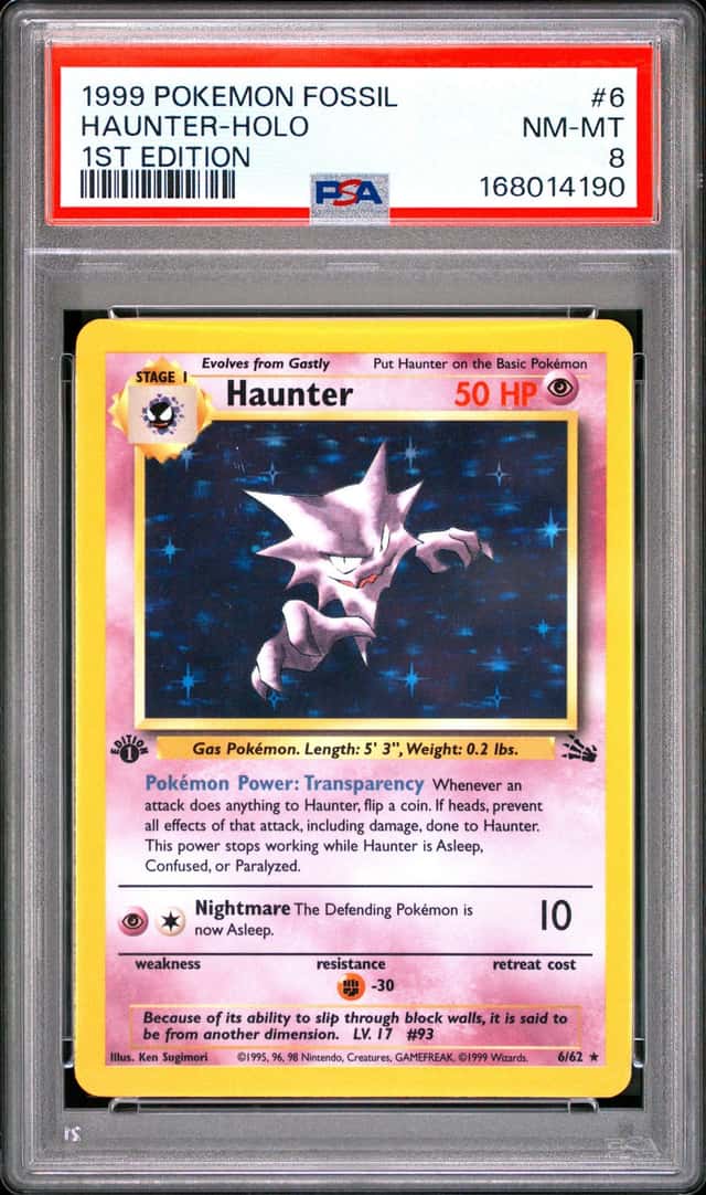 1999 Pokemon Fossil 1st Edition Holo Haunter #6 PSA 8 NM-MT