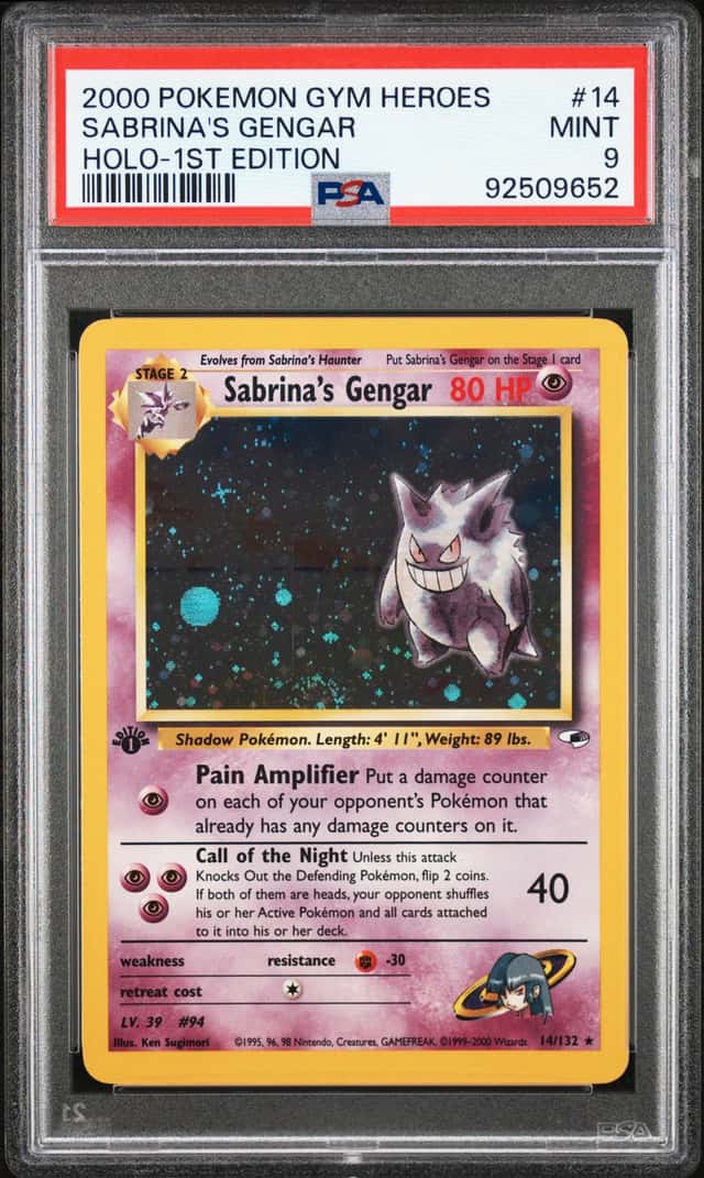 2000 Pokemon Gym Heroes 1st Edition Holo Sabrina's Gengar #14 PSA 9 MINT