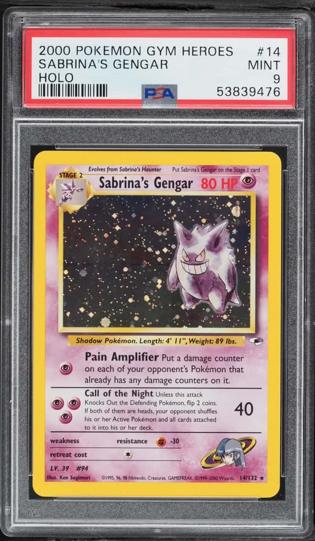 2000 Pokemon Gym Heroes Holo Sabrina's Gengar #14 PSA 9 MINT