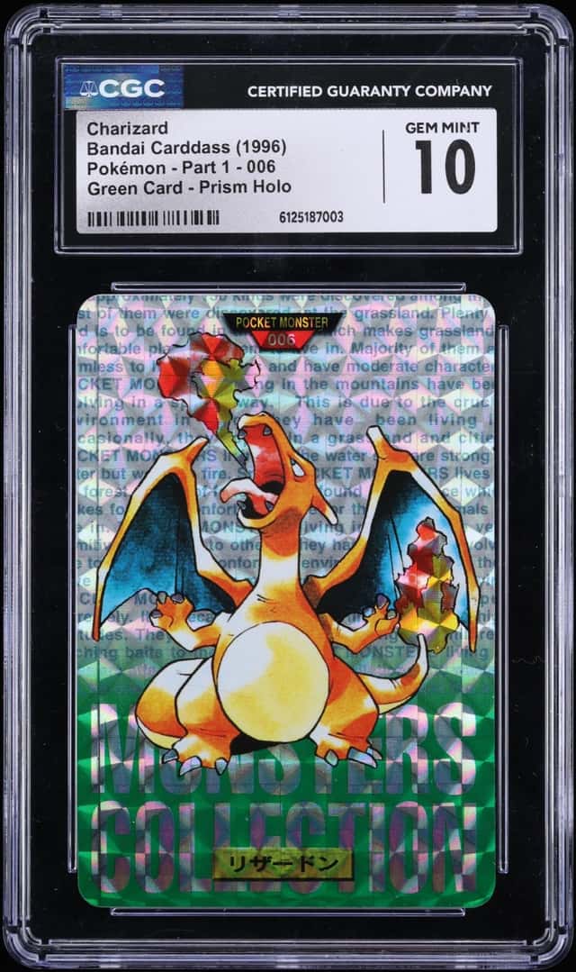 1996 Pokemon Japanese Bandai Carddass Vending Prism Charizard #6 CGC 10 GEM MINT