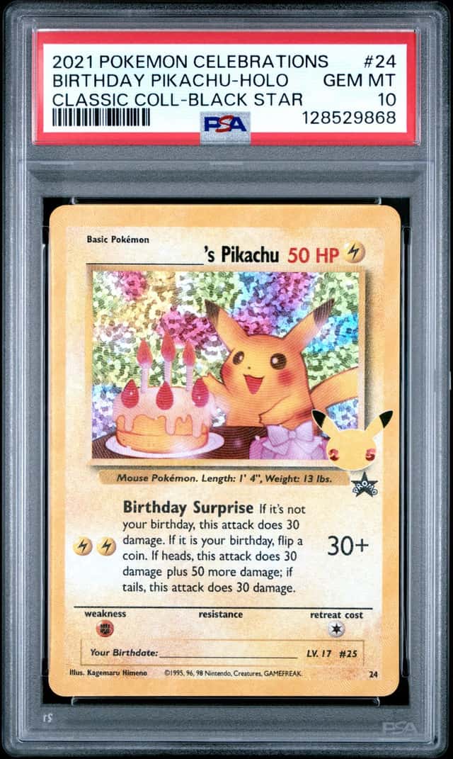 BIRTHDAY PIKACHU 2021 POKEMON CELEBRATIONS CLASSIC COLL #24 BSP PSA 10 Q3963-7