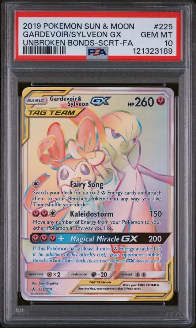 Pokemon Gardevoir & Sylveon Gx Unbroken Bonds 225/214 Secret Rare PSA 10