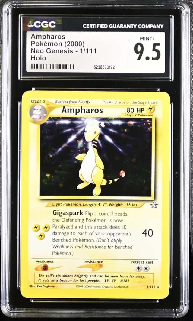Pokemon Ampharos Neo Genesis Unlimited 1/111 Holo CGC 9.5