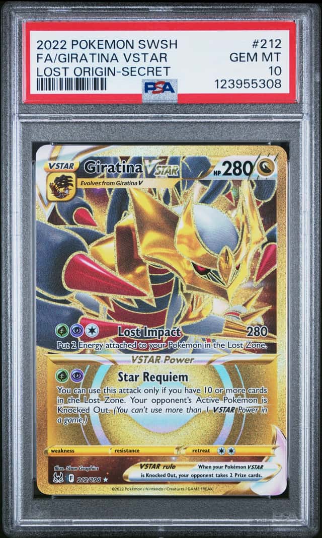 Pokémon 2022 SWSH Lost Origin Giratina VSTAR Secret Rare Holo 212 PSA 10