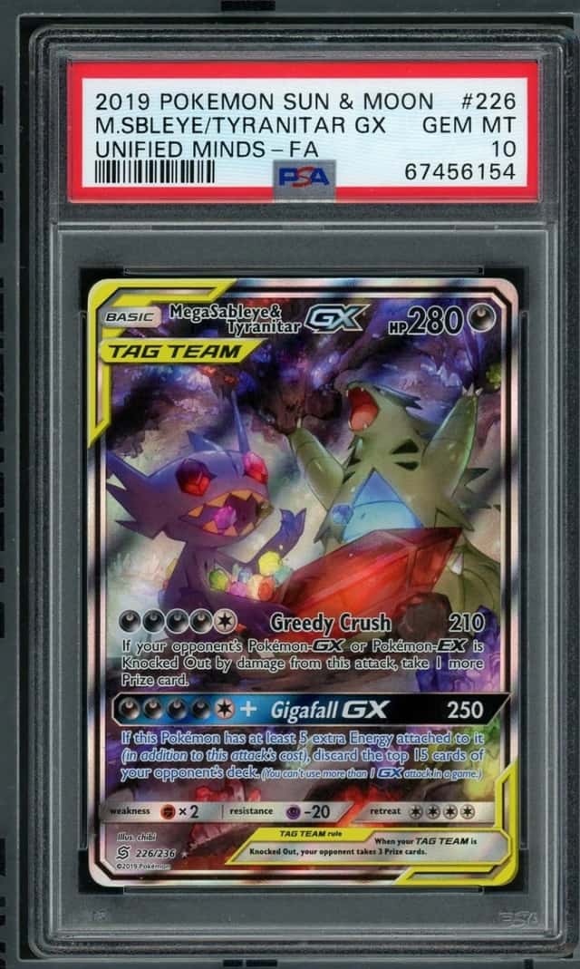 POKEMON M.SBLEYE/TYRANITAR GX 2019 S&M UNIFIED MINDS #226 FA PSA 10