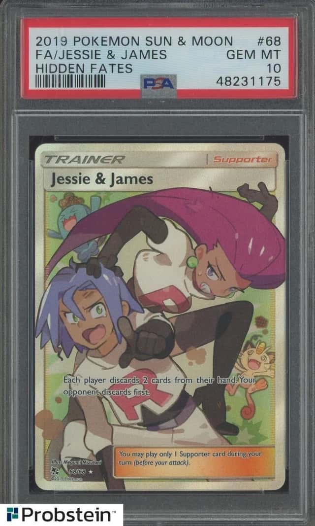 2019 Pokemon Sun & Moon Hidden Fates #68 FA Jessie & James PSA 10 GEM MINT