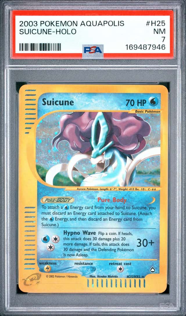 Suicune Aquapolis H25/H32 - 2003 Aquapolis Pokemon e-Reader Holo PSA 7 New Cert