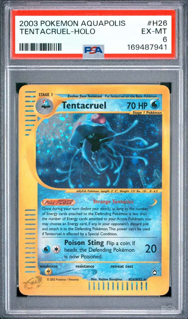 2003 Pokemon Aquapolis Tentacruel Holo H26/H32 Swirl! PSA 6 New Cert
