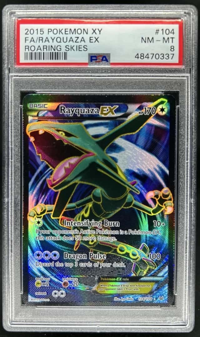 2015 Pokemon XY Roaring Skies Rayquaza Ultra Rare #104/108 PSA 8