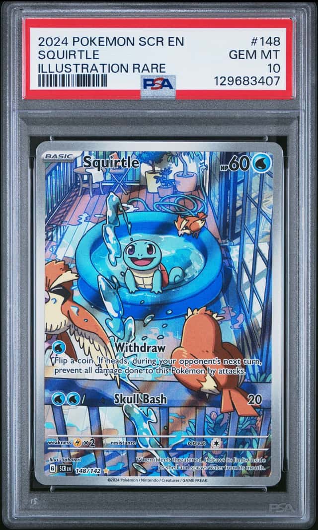 2024 Pokemon Stellar Crown Squirtle #148/142 Illustration Rare PSA 10 MC7