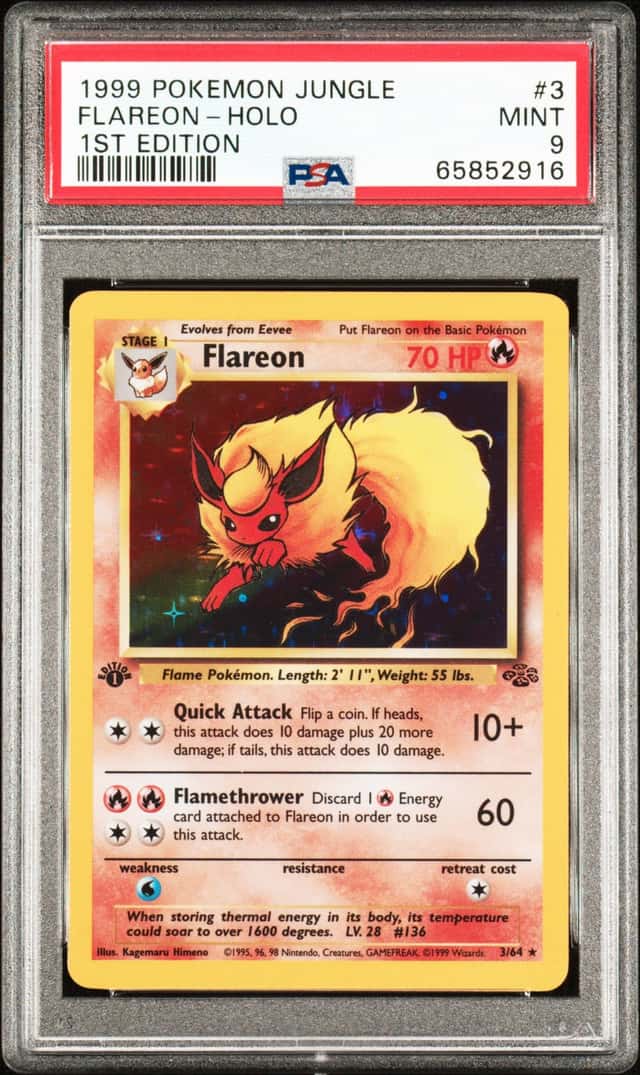 1999 POKEMON JUNGLE #3 FLAREON HOLO 1ST EDITION PSA 9 MINT