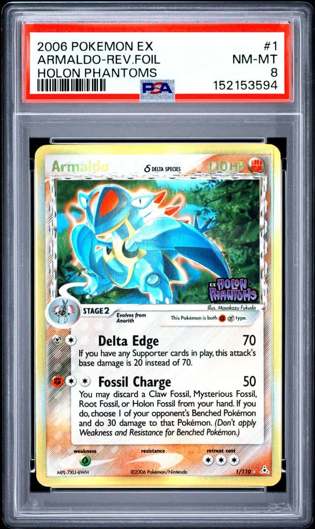 Pokemon 2006 Armaldo 1/110 Reverse Holo EX Holon Phantoms PSA 8