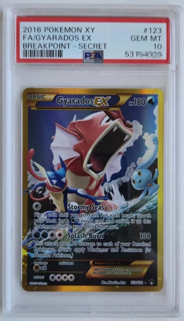2016 POKEMON XY BREAKPOINT SECRET #123 FULL ART/GYARADOS EX PSA 10