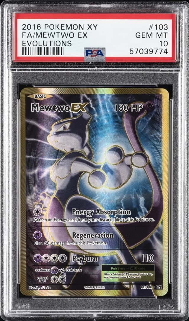 2016 POKEMON XY EVOLUTIONS #103 FULL ART/MEWTWO EX PSA 10