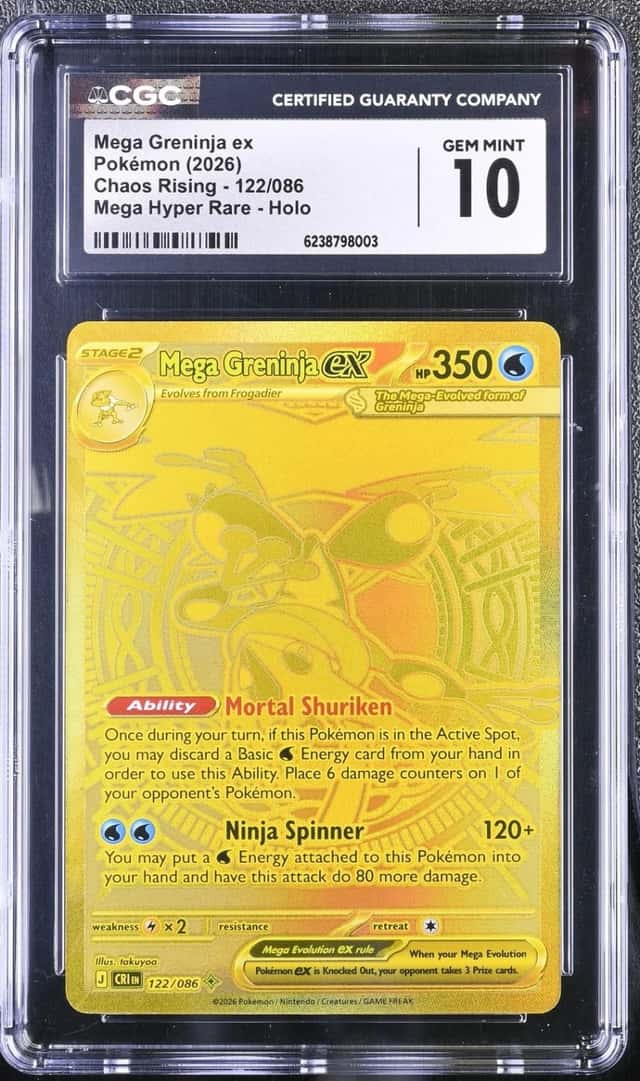 2026 POKEMON CHAOS RISING #122/086 MEGA GRENINJA EX MEGA HYPER RARE-HOLO CGC 10
