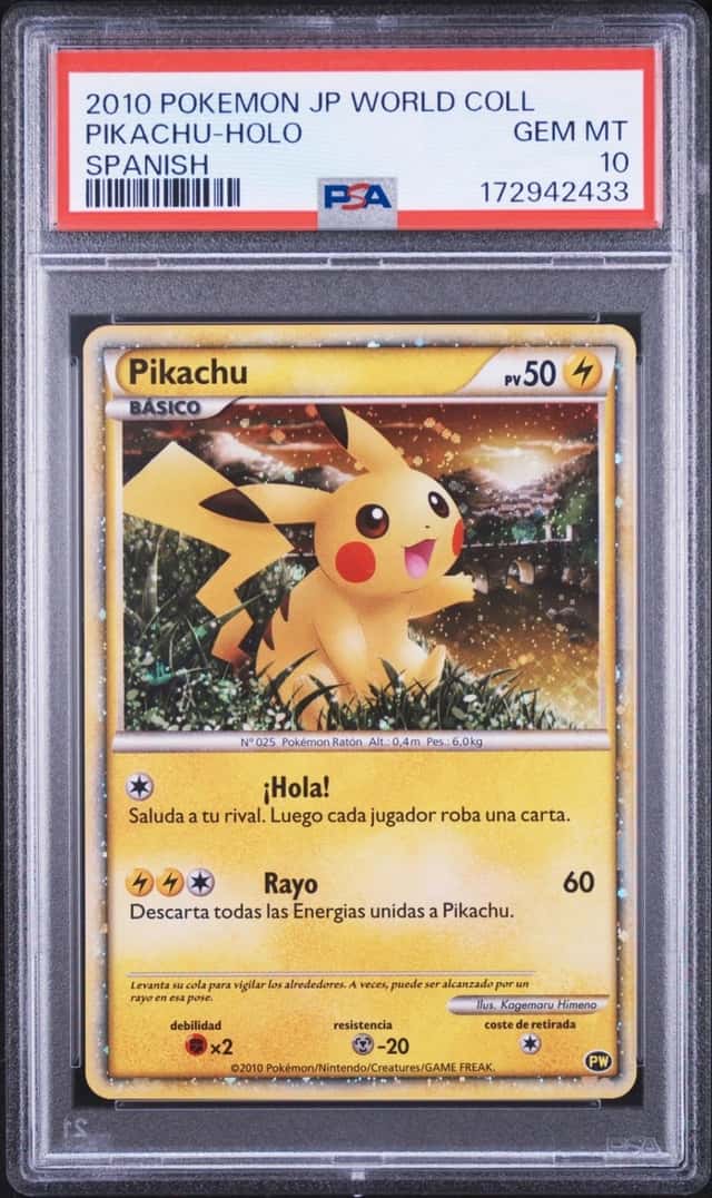 2010 POKEMON JAPANESE WORLD COLLECTION SPANISH PIKACHU-HOLO PSA 10