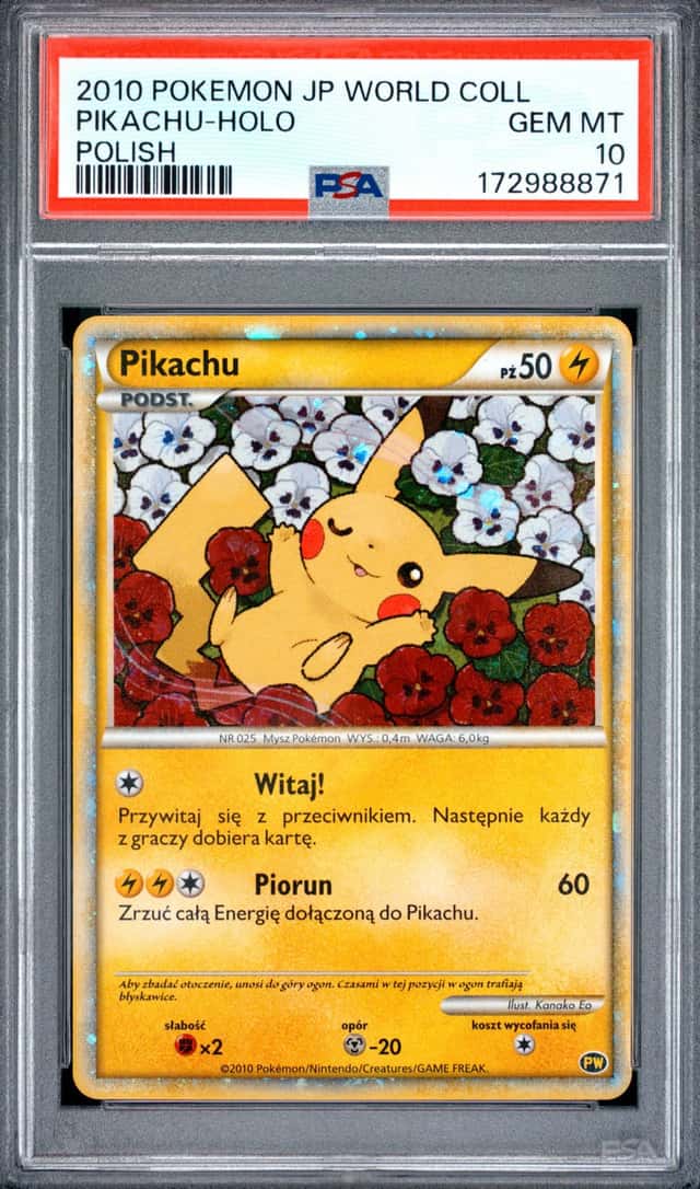 2010 POKEMON JAPANESE WORLD COLLECTION POLISH PIKACHU-HOLO PSA 10