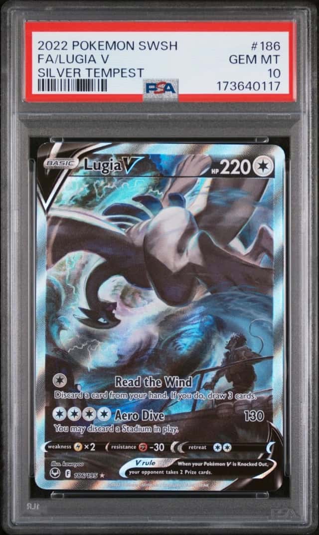 2022 POKEMON SWORD & SHIELD SILVER TEMPEST #186 FULL ART/LUGIA V PSA 10