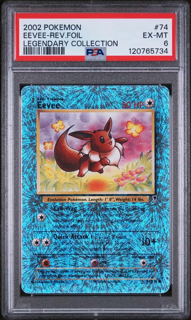 2002 POKEMON LEGENDARY COLLECTION #74 EEVEE-REVERSE FOIL PSA 6