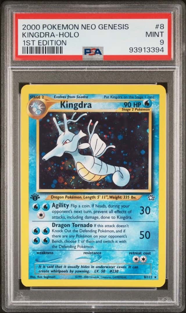 1999 Pokemon Card Kingdra 1st Edition 8/111 Neo Genesis Holo PSA 9