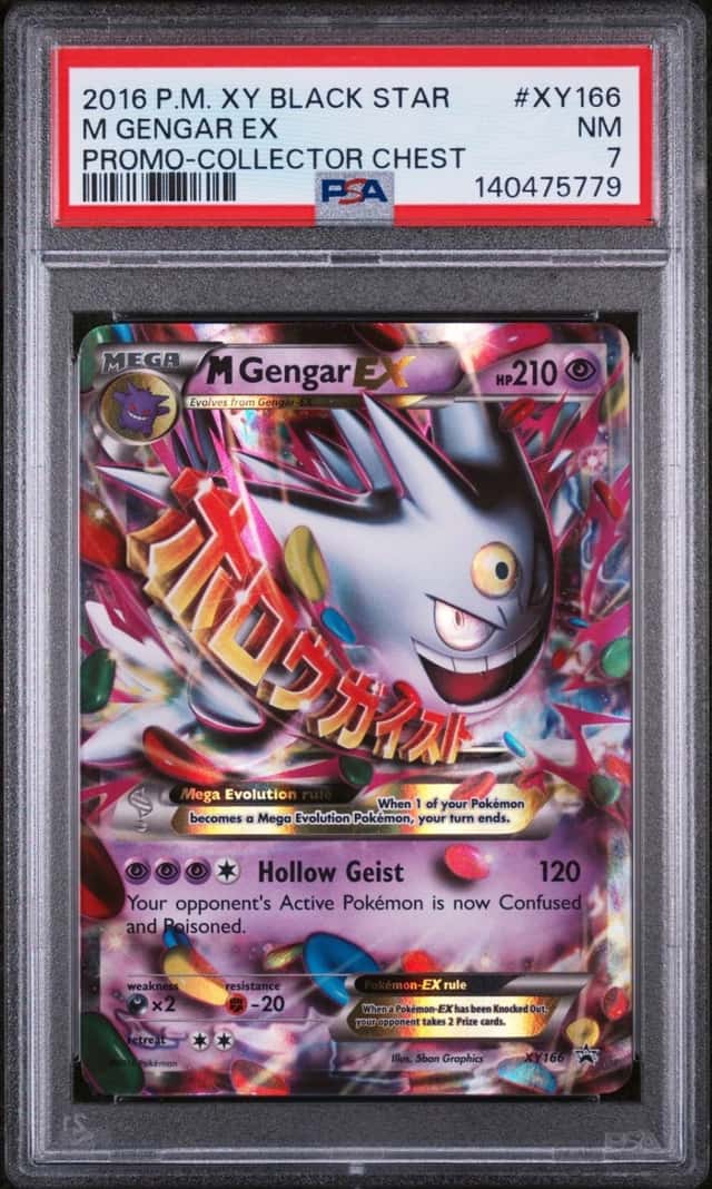 2016 POKEMON XY BLACK STAR PROMO #XY166 M GENGAR EX PROMO-COLLECTOR CHEST PSA 7