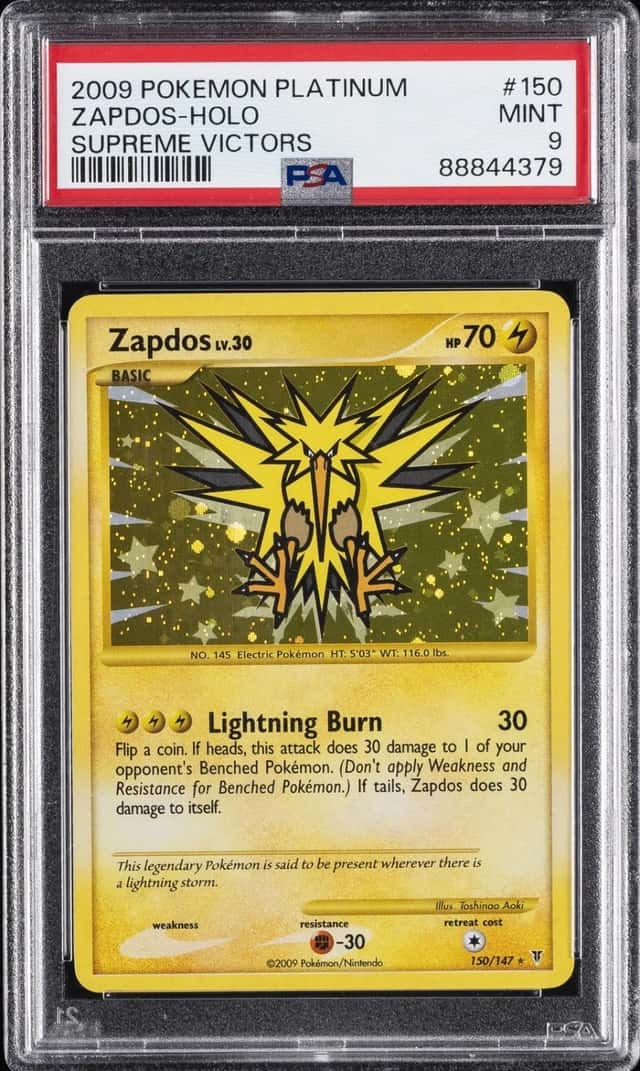 2009 POKEMON PLATINUM SUPREME VICTORS #150 ZAPDOS-HOLO PSA 9