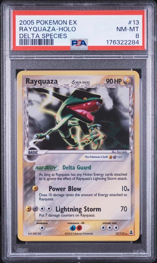 2005 POKEMON EX DELTA SPECIES #13 RAYQUAZA-HOLO PSA 8