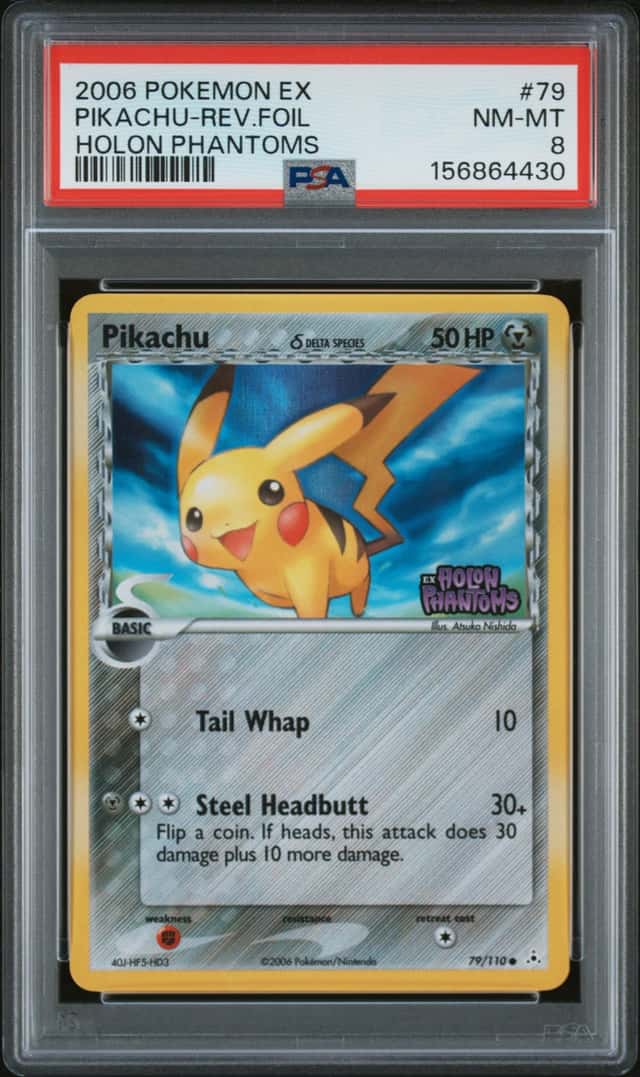 2006 Pokemon EX Holon Phantoms Pikachu Delta Species Reverse Holo #79/110 PSA 8