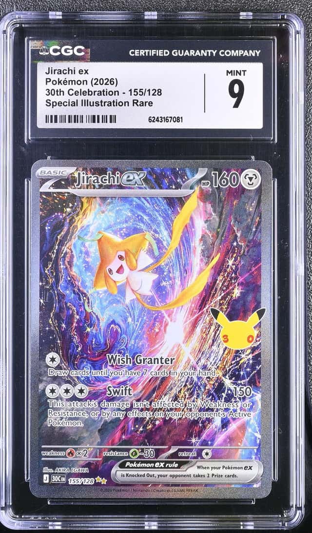 JIRACHI EX 2025 POKEMON 30TH 155/128 SPECIAL ILLUSTRATION RARE CGC 9 Q7128
