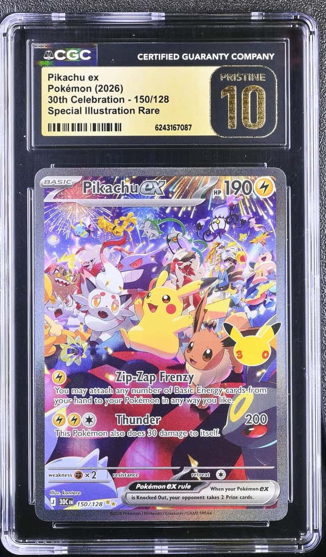 PIKACHU EX 2026 POKEMON 30TH 150 SPECIAL ILLUSTRATION RARE PRISTINE CGC 10 Q7128