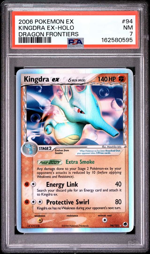 POKEMON 2006 Pokemon Ex Dragon Frontiers #94 Kingdra Ex-Holo Graded NM 7 PSA