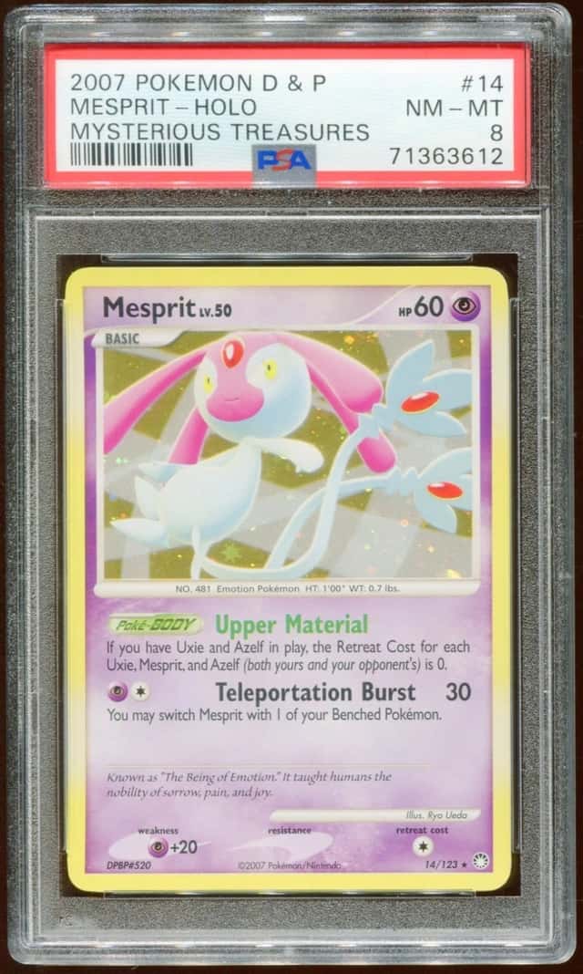 2007 POKEMON D & P MYSTERIOUS TREASURES MESPRIT 14/123 RARE HOLO FOIL PSA 8 E10