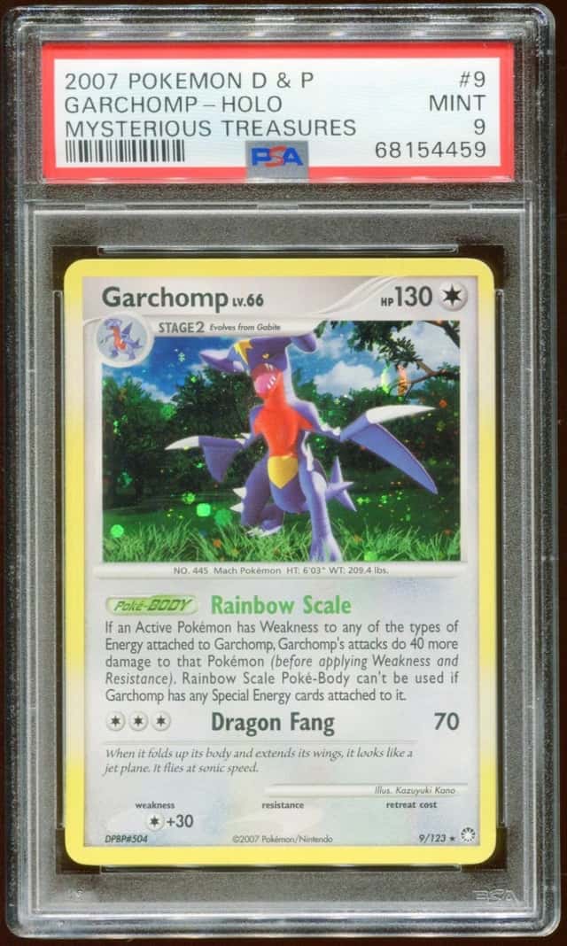 2007 POKEMON D & P MYSTERIOUS TREASURES GARCHOMP LV66 9/123 HOLO FOIL PSA 9 E10