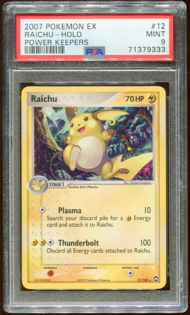 2007 POKEMON EX POWER KEEPERS RAICHU #12/108 RARE HOLO FOIL PSA 9 E10