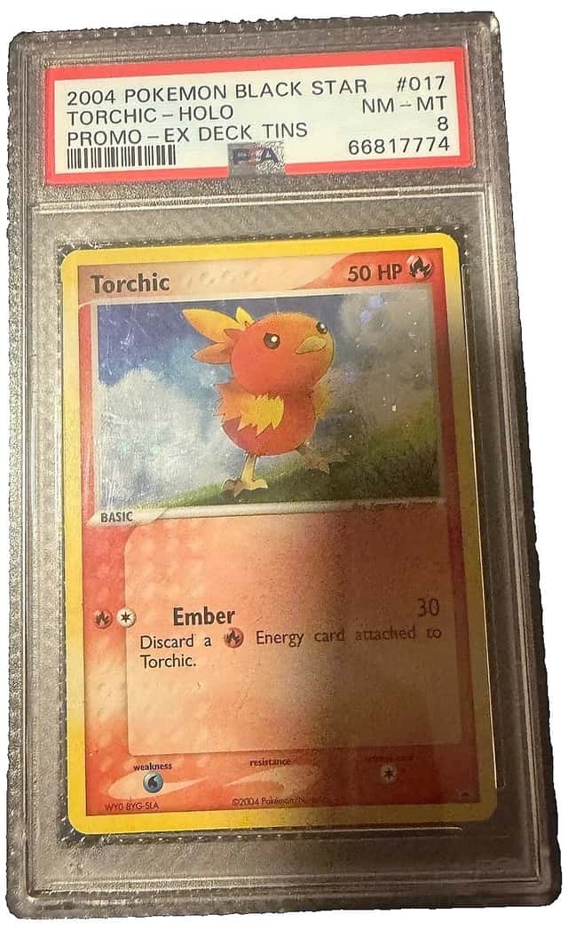 2004 POKÉMON TORCHIC BLACK STAR PROMO EX DECK #017 TORCHIC-HOLO PSA 8