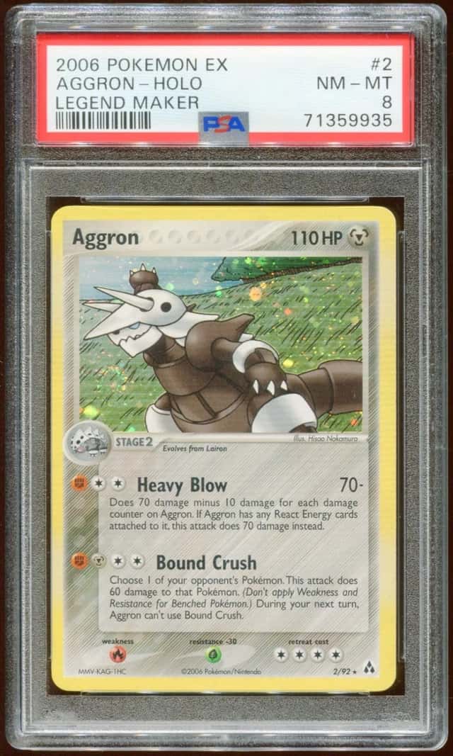 2006 POKEMON EX LEGEND MAKER AGGRON #2/92 RARE HOLO FOIL PSA 8 E10