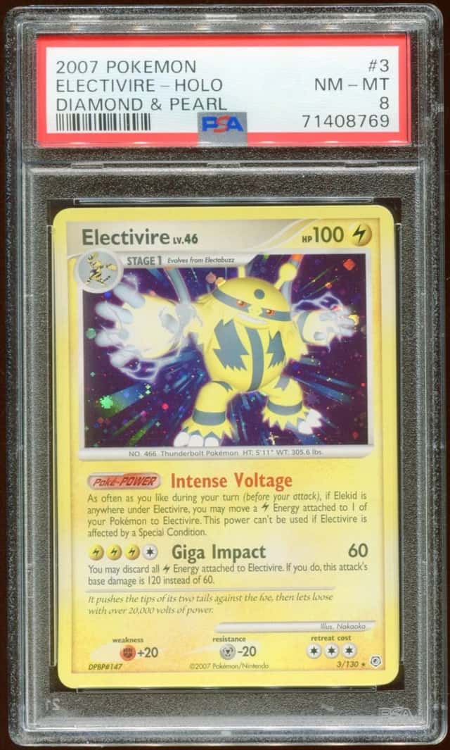 2007 POKEMON DIAMOND & PEARL ELECTIVIRE LV. 46 3/130 HOLO FOIL PSA 8 E10