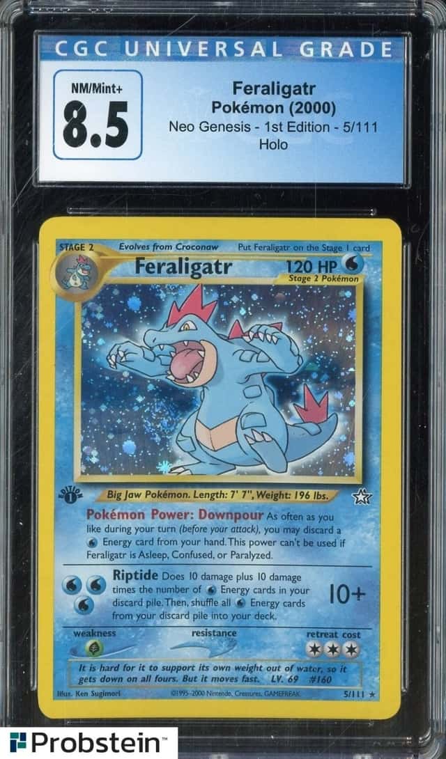 2000 Pokemon Neo Genesis 1st Edition #5 Feraligatr Holo w/ Swirl CGC 8.5 NM-MT+