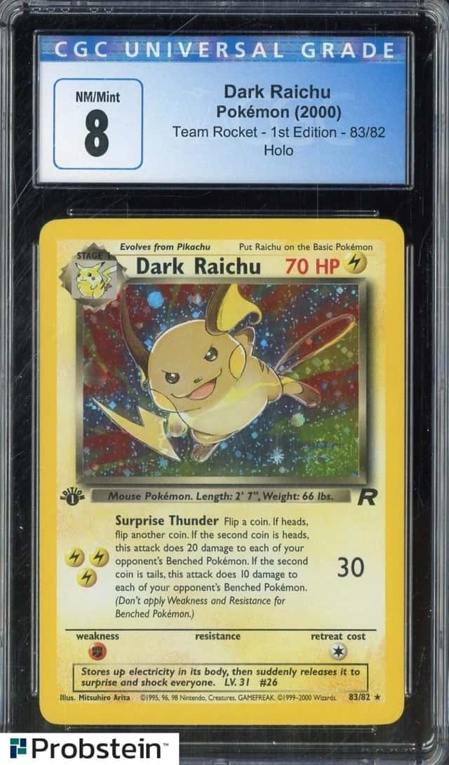 2000 Pokemon Team Rocket 1st Edition #83 Dark Raichu Holo CGC 8 NM-MT