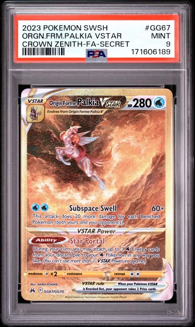 2023 POKEMON SWORD & SHIELD CROWN ZENITH FA/ORIGIN FORME PALKIA VSTAR PSA 9
