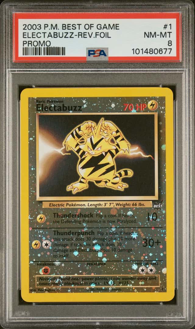 2002 Pokemon ELECTABUZZ #1 Best Of Game Reverse Holo Promo English PSA 8