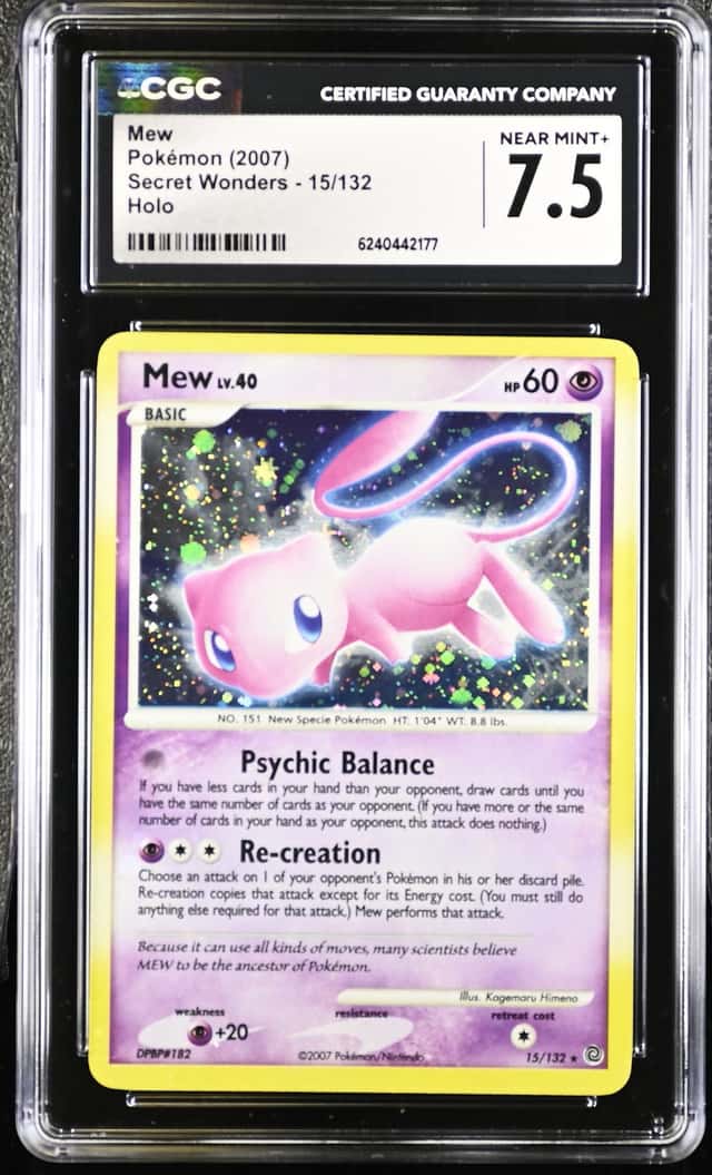 2007 Pokemon Secret Wonders #15 Mew Holo CGC 7.5 NM+