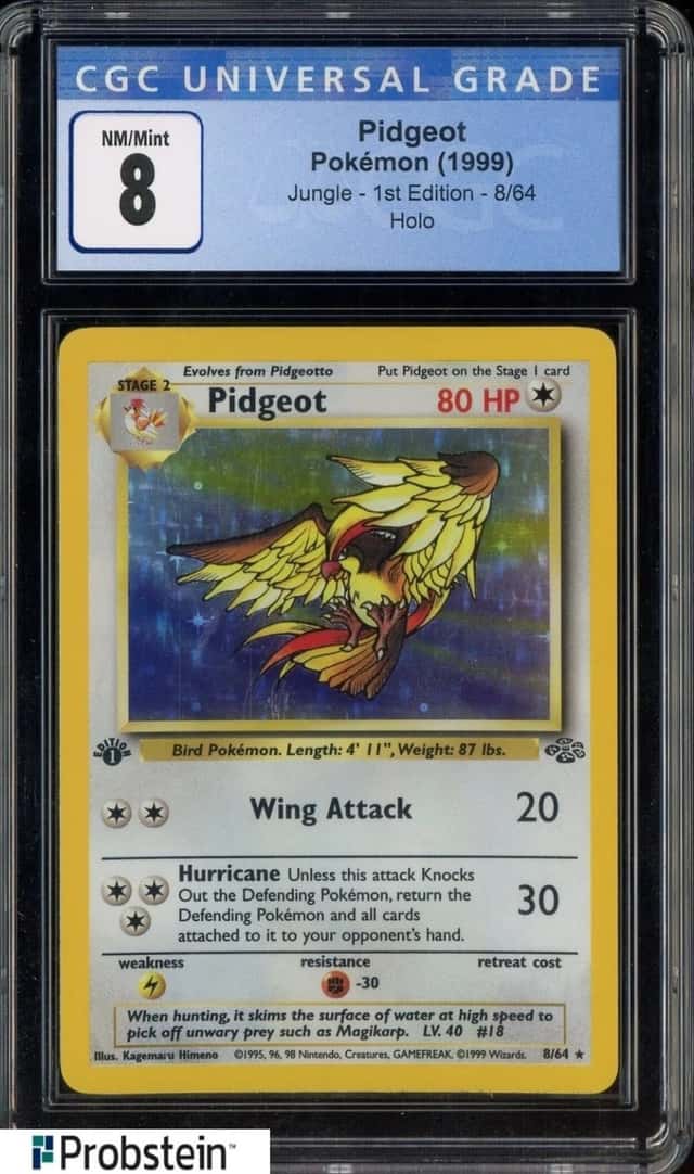 1999 Pokemon Jungle 1st Edition 8/64 Pidgeot Holo CGC 8 NM-MINT