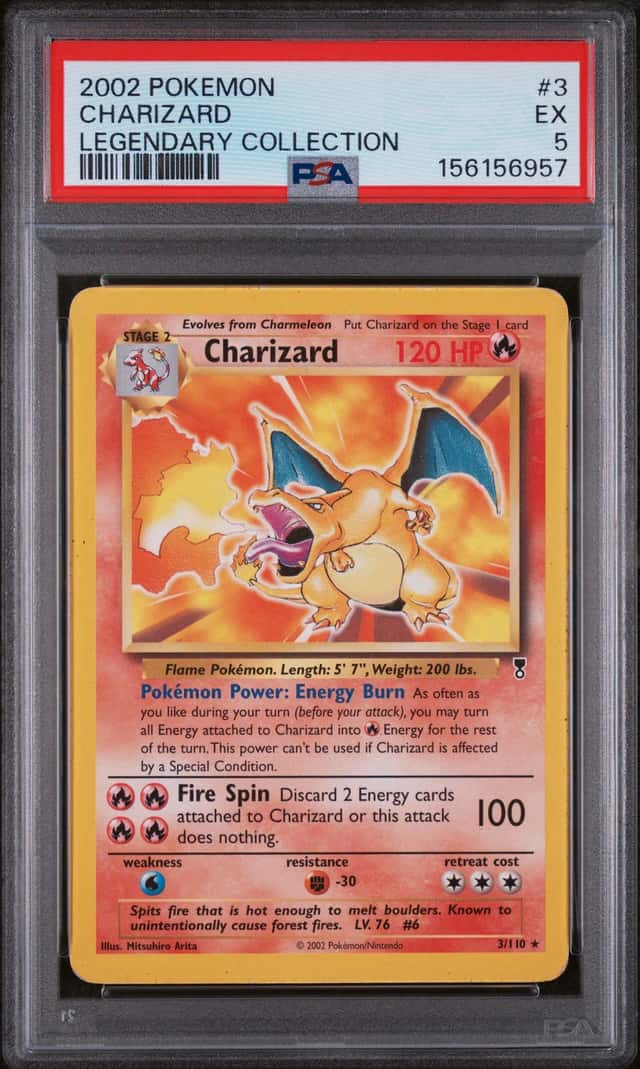 2002 Pokemon Legendary Collection #3 Charizard PSA 5 EX