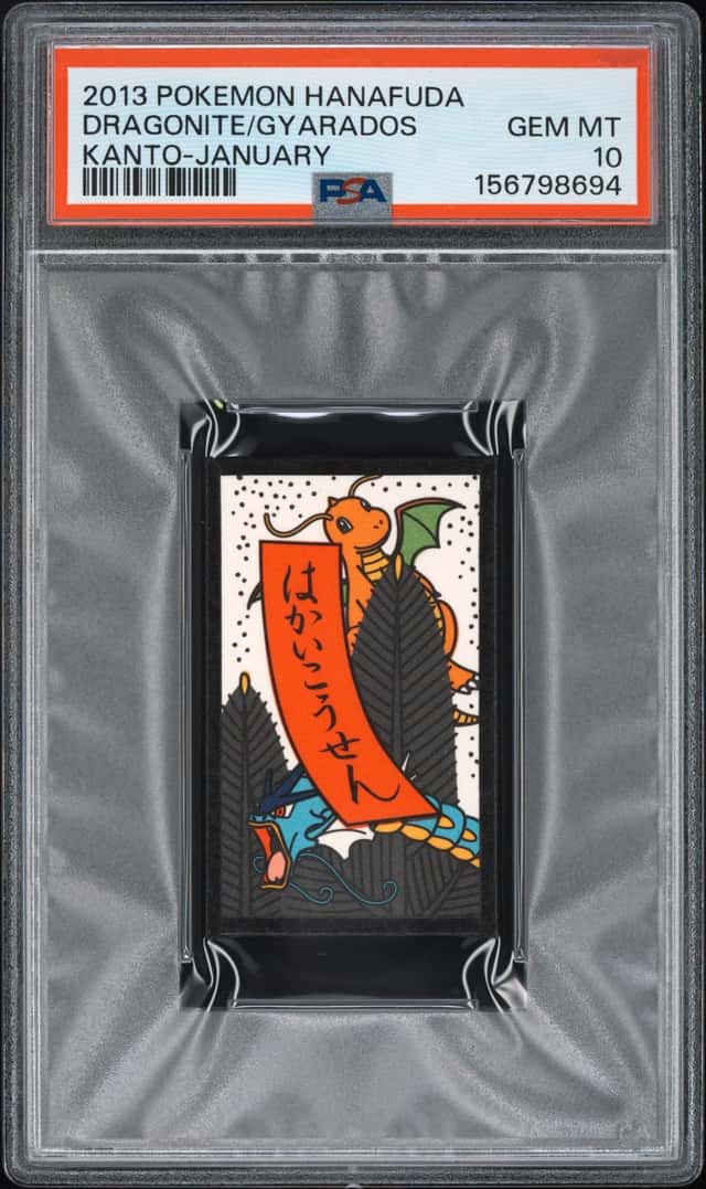 2013 POKEMON HANAFUDA KANTO JANUARY DRAGONITE/GYARADOS PSA 10
