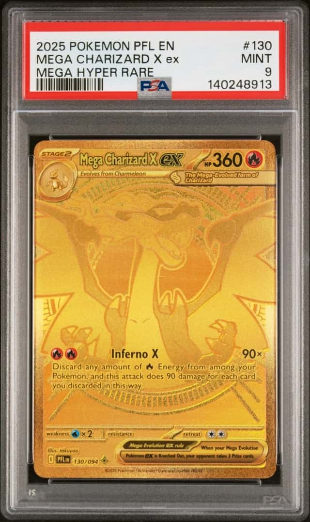 2025 POKEMON PFL EN-PHANTASMAL FLAMES MEGA HYPER RARE MEGA CHARIZARD X EX PSA 9