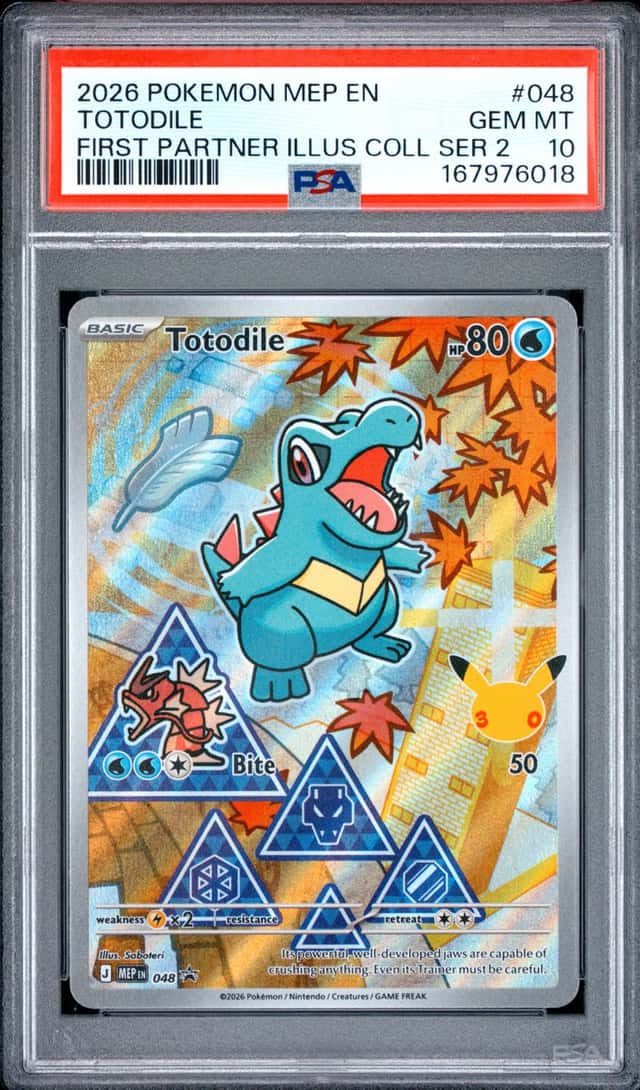 2026 POKEMON MEP FIRST PARTNER ILLUSTRATION COLLECTION #048 TOTODILE PSA 10